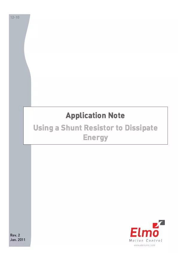 Application Note Using a Shunt Resistor to Dissipate Energy