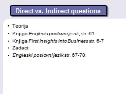 Direct vs. Indirect questions