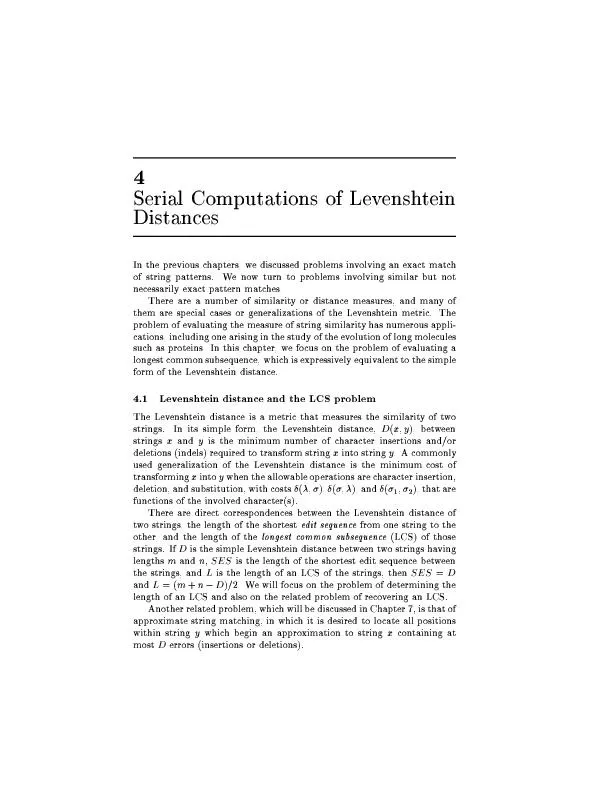 Serial computations of Levenshtein distances