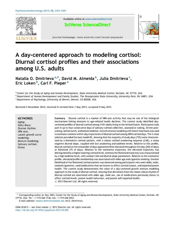 A day centered approach to modelling cortisol diurnal cortisol profiles and their associations