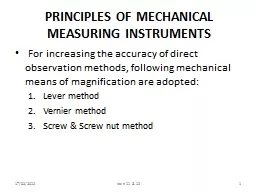 PRINCIPLES OF MECHANICAL MEASURING INSTRUMENTS