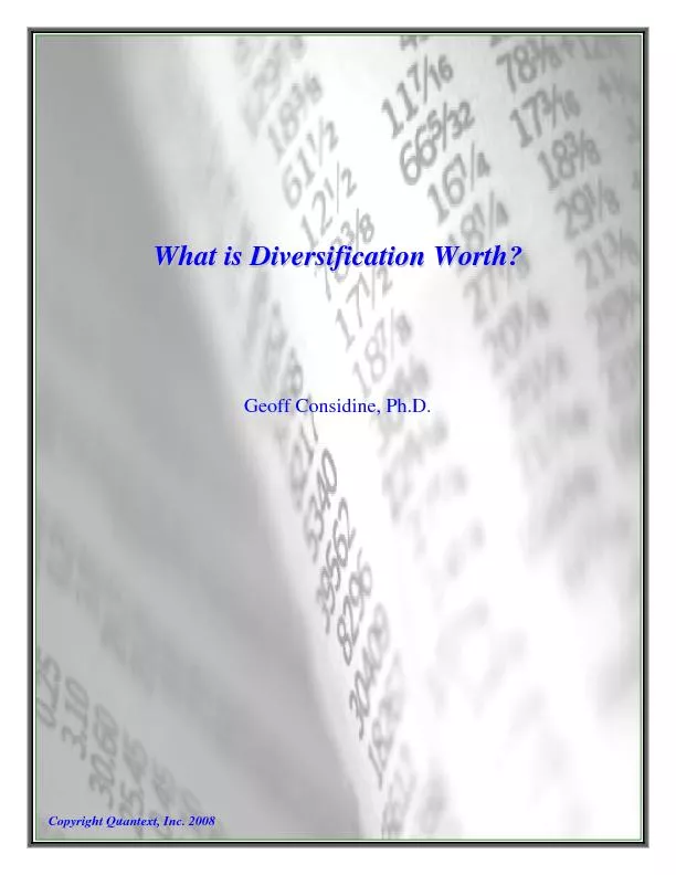 What is diversification worth