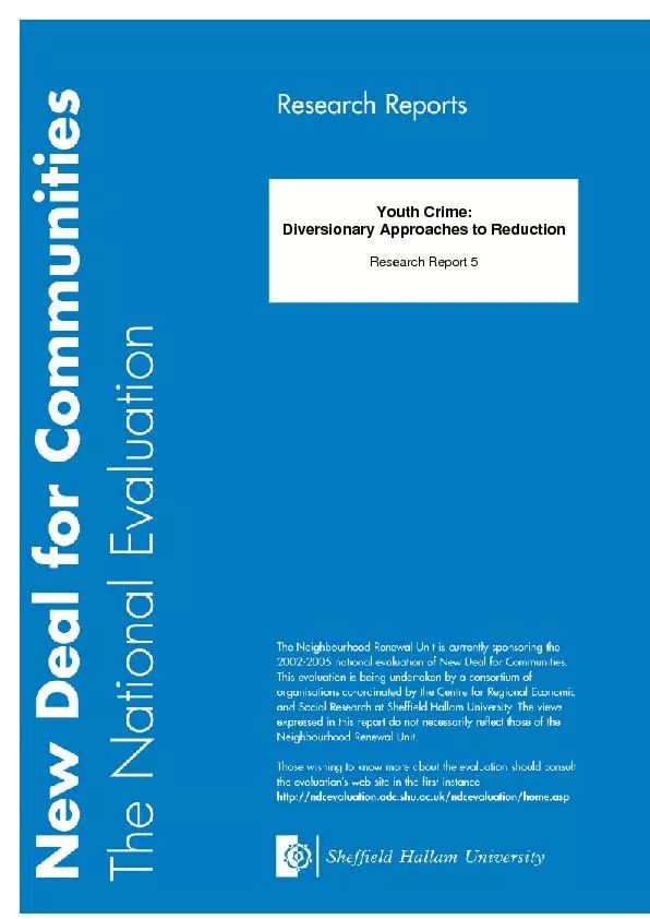New deal for communities the national evaluation