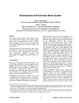 ACM SIGCOMM Computer Communication Review Development of the Domain Name System Paul V