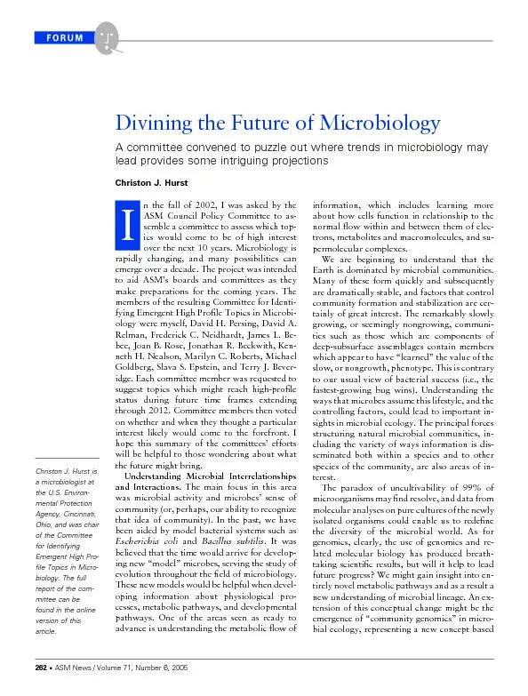 Divining the Future of Microbiology