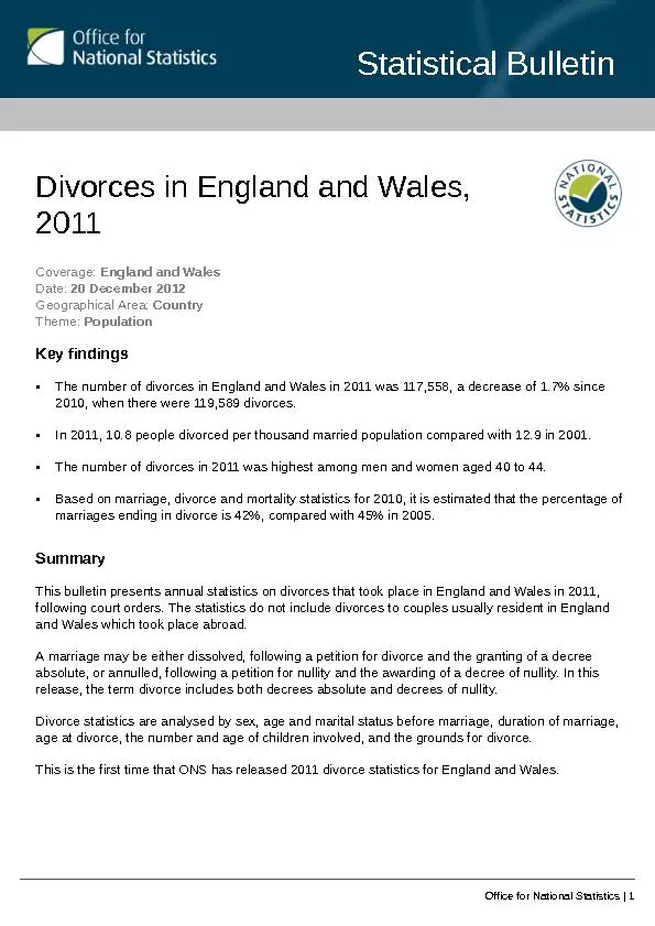Divorces in English  and wales 2011