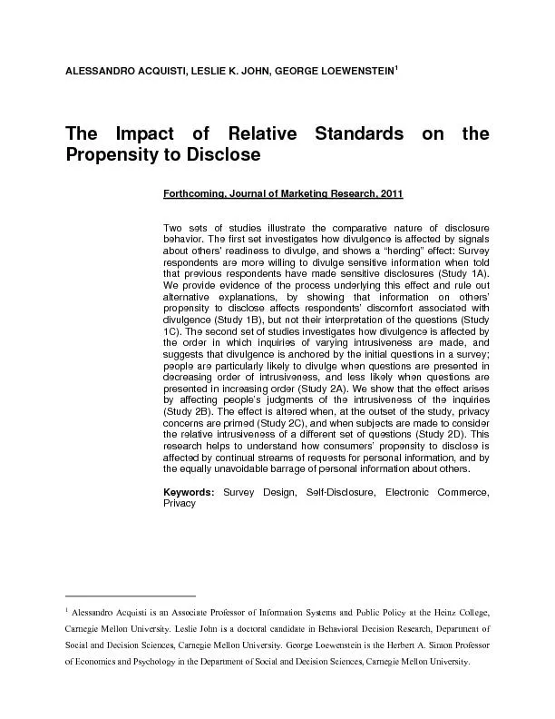The impact of relative standards on the propensity to disclose