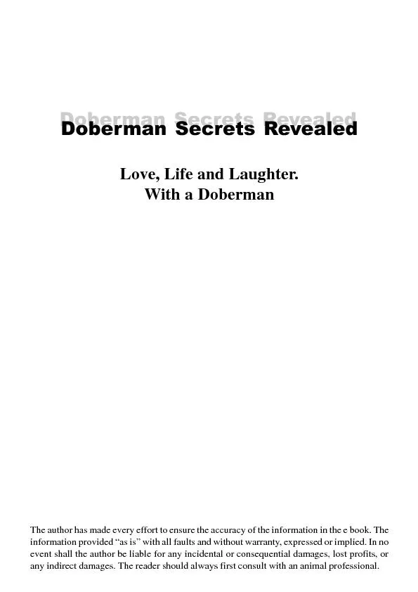 Doberman Secrets RevealedDoberman Secrets RevealedLove, Life and Laugh