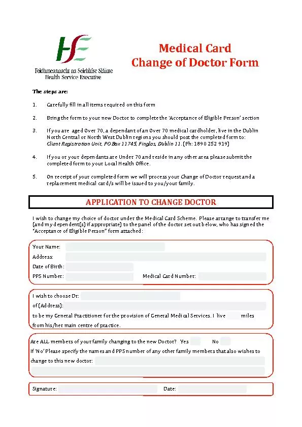 medical card change of doctor form