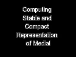 Computing Stable and Compact Representation of Medial
