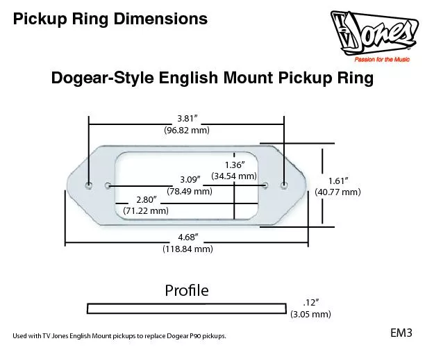 Pickup Ring Dimensions dogear style english mount pickup ring