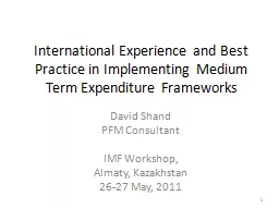 International Experience and Best Practice in Implementing
