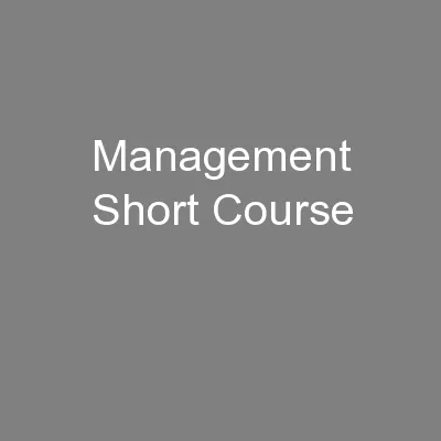 Management Short Course
