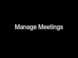 Manage Meetings
