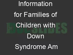 Health Care Information for Families of Children with Down Syndrome Am