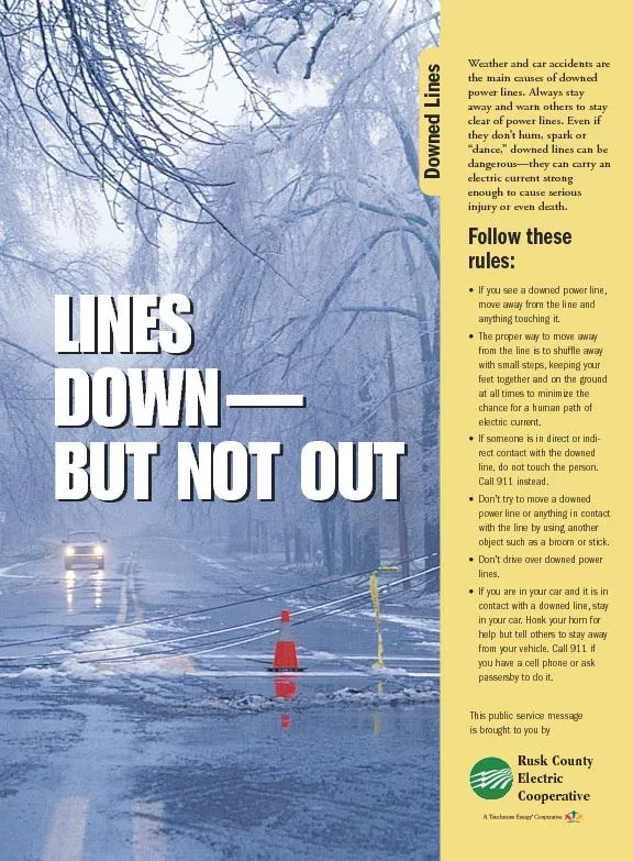 Weather and car accidents arethe main causes of downedpower lines. Alw