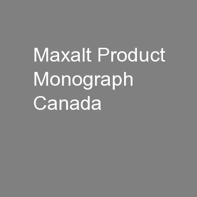 Maxalt Product Monograph Canada