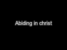 Abiding in christ
