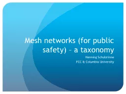 Mesh networks (for public safety) – a taxonomy