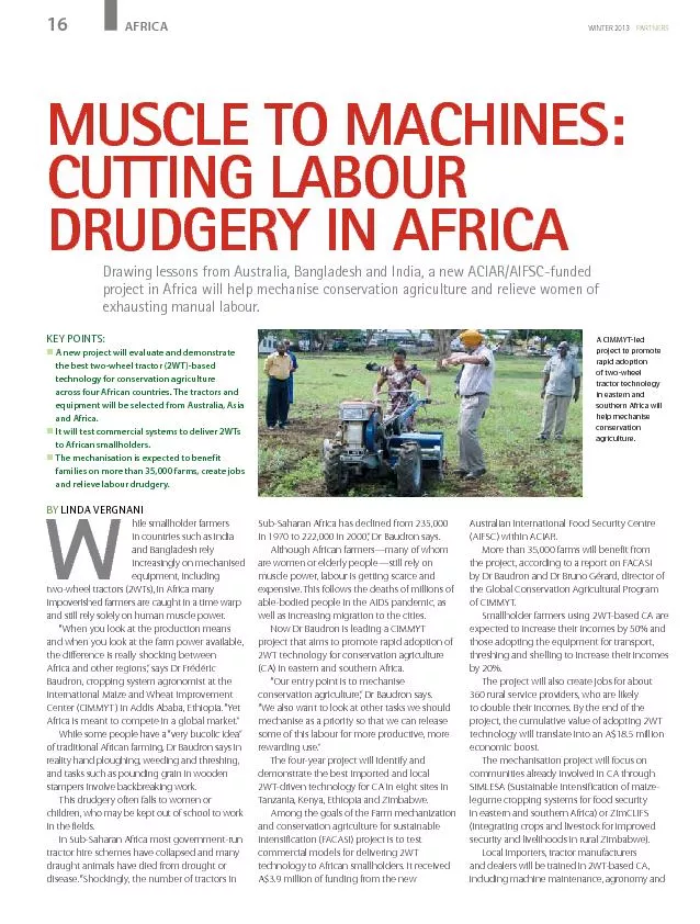 ACHINES: CUTTING LABOUR FRICA Drawing lessons from Australia, Banglade