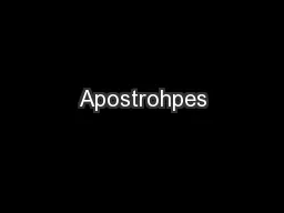 Apostrohpes