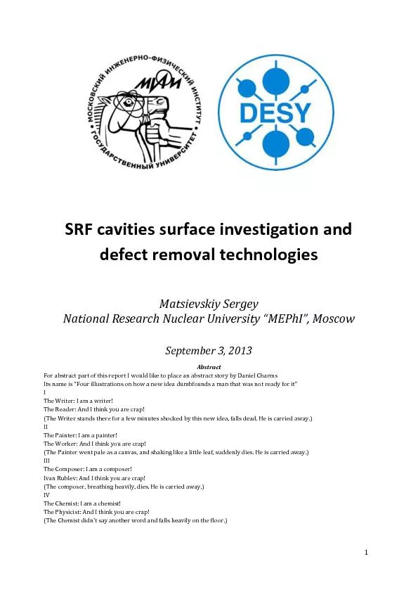 SRF cavities surface investigation and