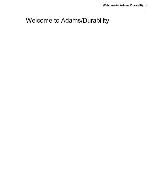 Adams/DurabilityIntroduction to Adams/Durability
