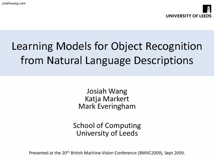 Learning Models for Object Recognition