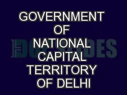 GOVERNMENT OF NATIONAL CAPITAL TERRITORY OF DELHI