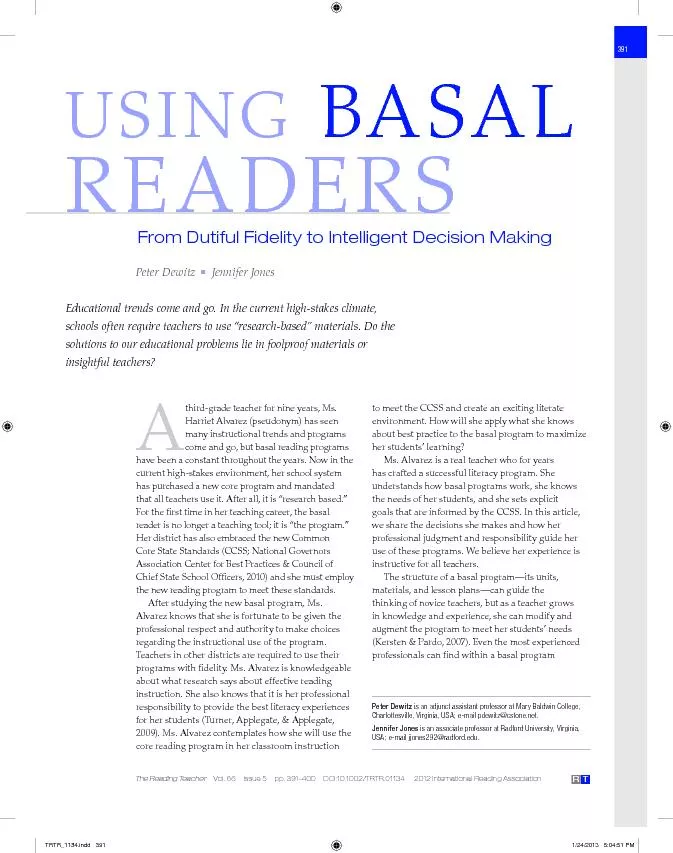 USING BASAL READERS: FROM DUTIFUL FIDELITY TO INTELLIGENT DECISION MAK