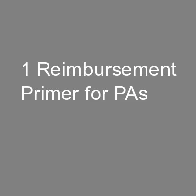 1 Reimbursement Primer for PAs