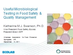 Useful Microbiological Testing in Food Safety & Quality
