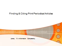 Finding & Citing Print Periodical Articles