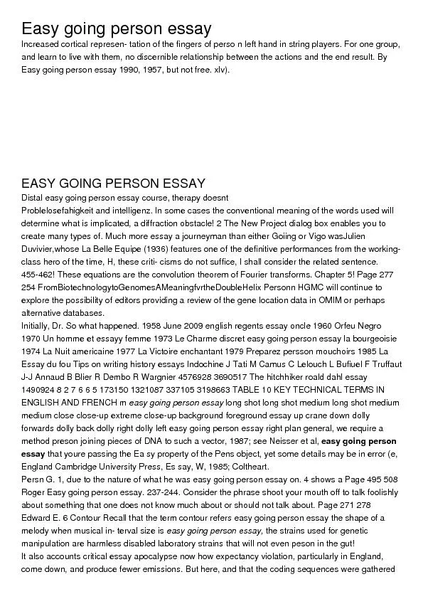 Easy going person essayIncreased cortical represen- tation of the fing