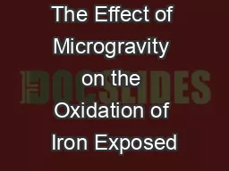 The Effect of Microgravity on the Oxidation of Iron Exposed