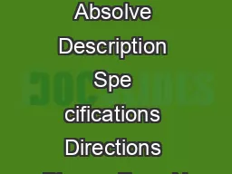 Absolve Absolve Description Spe cifications Directions Phone  Fax   N