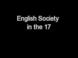 English Society in the 17