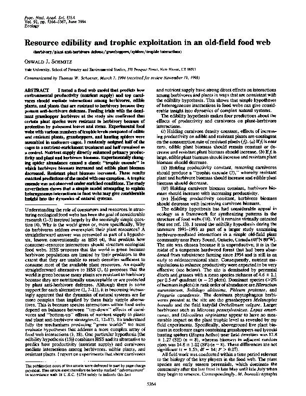 Proc.Nati.Acad.Sci.USAVol.91,pp.5364-5367,June1994EcologyResourceedibi