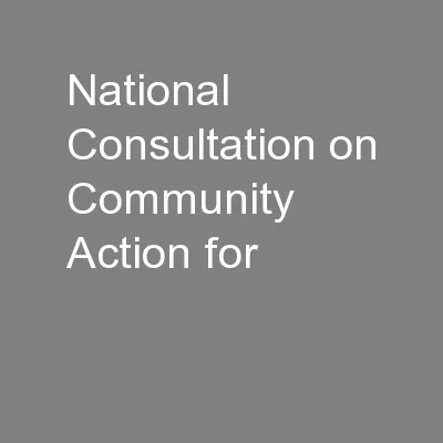 National Consultation on Community Action for