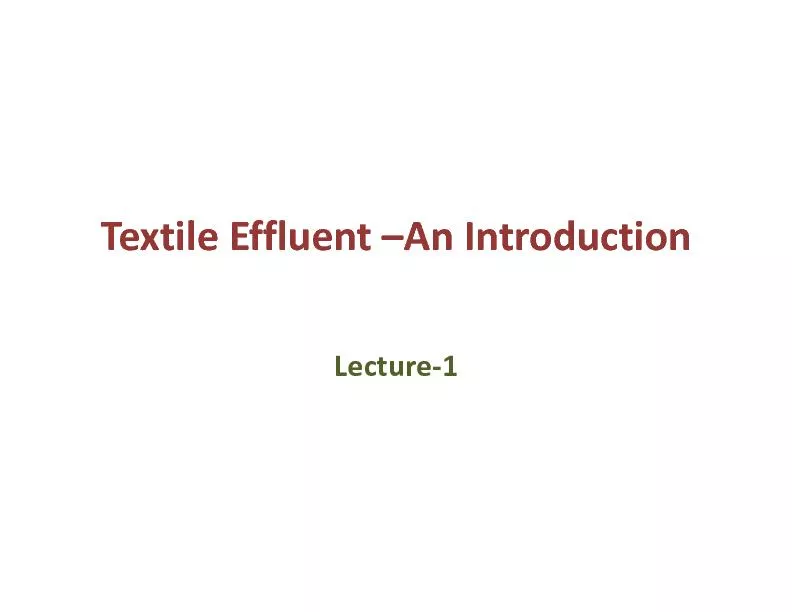 TextileEffluentIntroductionLecture