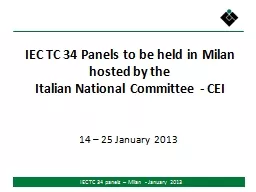 IEC TC 34 Panels to be held in Milan hosted by the