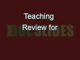 Teaching Review for