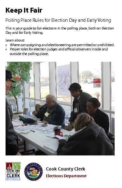 Keep It FairPolling Place Rules for Election Day and Early VotingThis