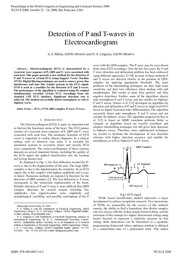AbstractElectrocardiogram (ECG) is characterized by a recurrent wave s