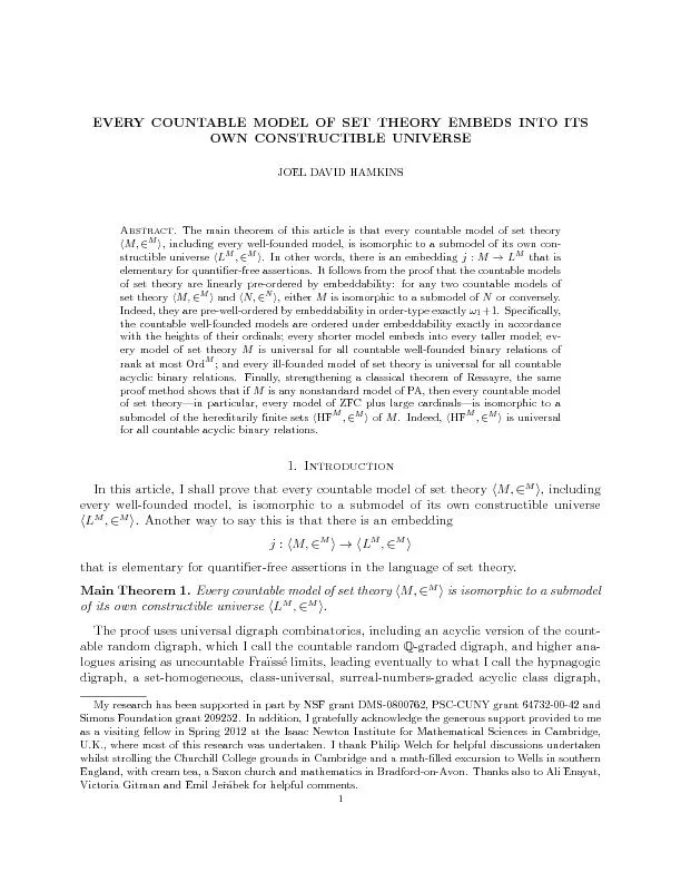 EVERYCOUNTABLEMODELOFSETTHEORYEMBEDSINTOITSOWNCONSTRUCTIBLEUNIVERSEJOE