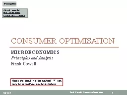 Consumer Optimisation