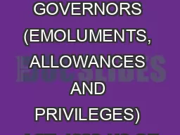 THE GOVERNORS (EMOLUMENTS, ALLOWANCES AND PRIVILEGES) ACT, 1982 (43 OF