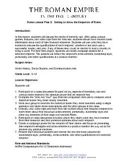 2006 Public Broadcasting Service All Rights Reserve Rome Lesson Plan 2