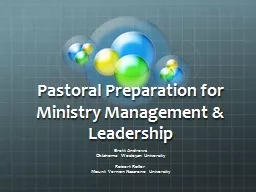Pastoral Preparation for Ministry Management & Leadersh