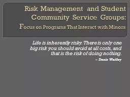 Risk Management and Student Community Service Groups: